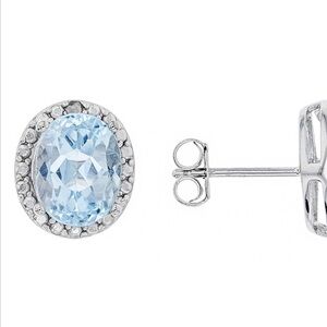 NWT JTV Sky Blue Glacier Topaz W/ White Diamond Sterling Silver Earrings 4.71ctw